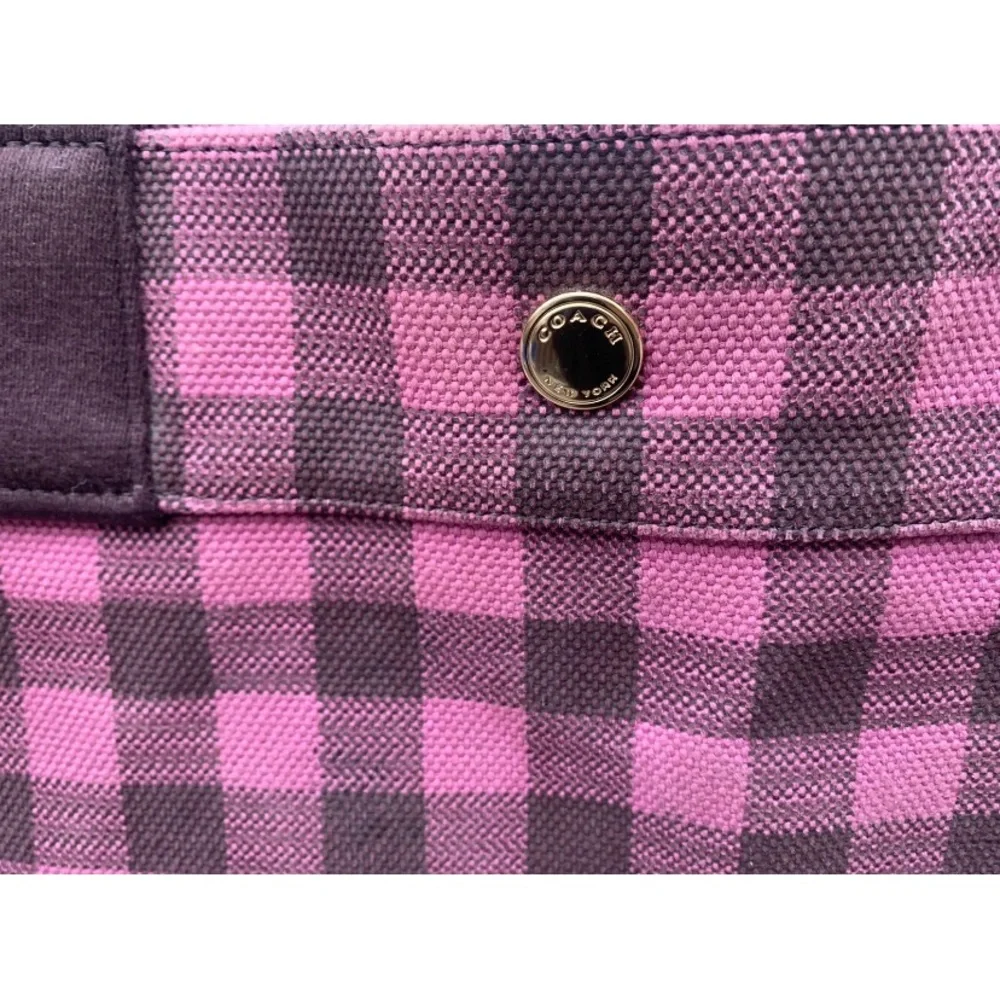 Coach Gingham Pink Tote Bag With Coach Leather Tag - Picture 12 of 14